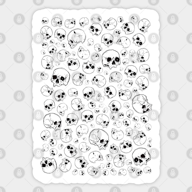 Skulls Attack, Skull Pattern, Halloween, Horror, Creepy Design Sticker Sticker by SSINAMOON COVEN